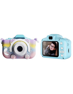 ASAKY KIDS PHOTO CAMERA DIGITAL BUBBLE MICRO SD 2"IPS HD SCREEN GREEN + COVER GATTO